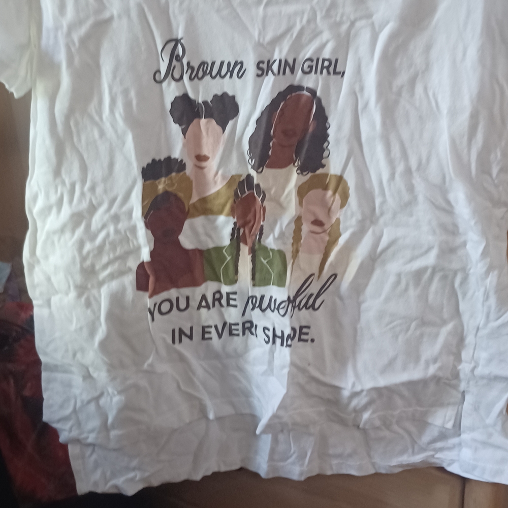 Brown SKIN GirlsShirt with Graphic Design